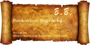 Benkovics Boglárka névjegykártya